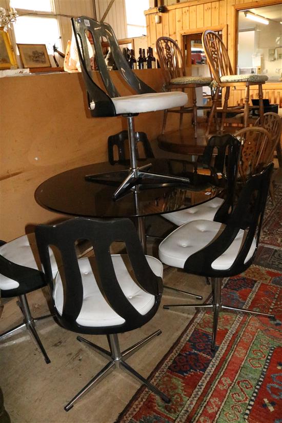 Swedish glass top table and 6 chairs